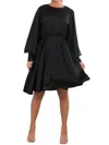 Vine & Love Sequin Detail Satin Dress In Black In Black