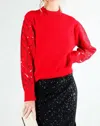 Vine & Love Sequin Detail Sweater In Red In Red