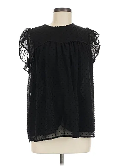 Pre-owned Vine & Love Short Sleeve Blouse In Black