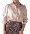 Vine & Love Silky Button Down Blouse In Champagne In Neutral