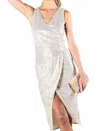 Vine & Love Simone Sequin Dress In Champagne In Silver
