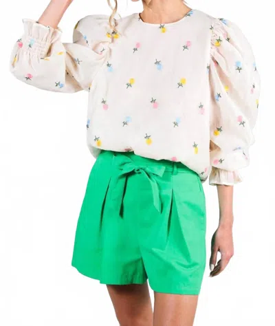 Vine & Love Spring Floral Blouse Top In Beige In Neutral
