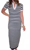Vine & Love Stripe Knit Sweater Dress In Black/white In Multi