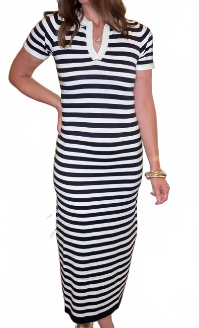 Vine & Love Stripe Knit Sweater Dress In Black/white In Multi