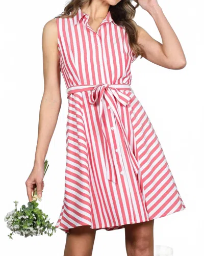 Vine & Love Stripe Shirt Dress In Red