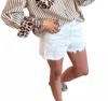 Vine & Love Striped & Leopard Patchwork Button-up Blouse In Brown In White