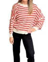 Vine & Love Striped Crochet Sweater In Rust In Multi