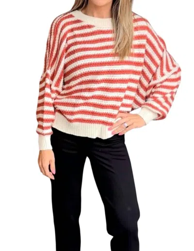 Vine & Love Striped Crochet Sweater In Rust In Multi