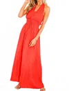 Vine & Love Sunset Dreams Halter Maxi Dress In Coral In Red