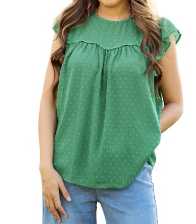 Vine & Love Swiss Dot Solid Blouse In Green