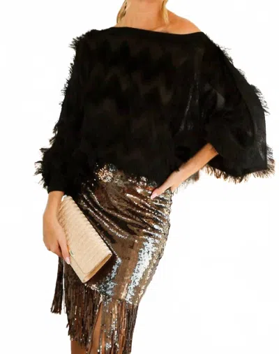 Vine & Love Tassel Boatneck Blouse In Black