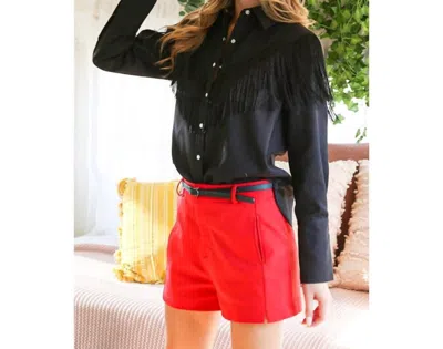 Vine & Love Tassle Fringe Long Sleeve Snap Shirt In Black