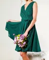 Vine & Love V-neck Sleeveless Tie Waist Dress In Teal In Blue