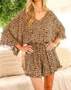Vine & Love V Neckline Button Detail Fashionable Romper In Brown