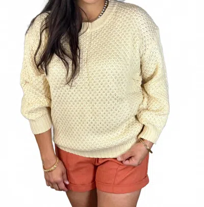 Vine & Love Waffle Weave Sweater In Cream In White