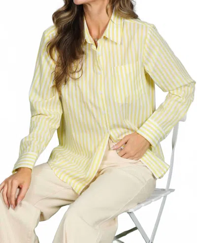 Vine & Love Women's Cotton Long-sleeve Button Down In Yellow In Green