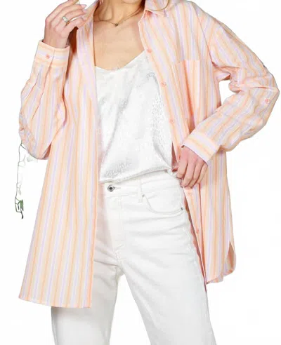 Vine & Love Women's Portside Stripe Shirt In Orange In Pink