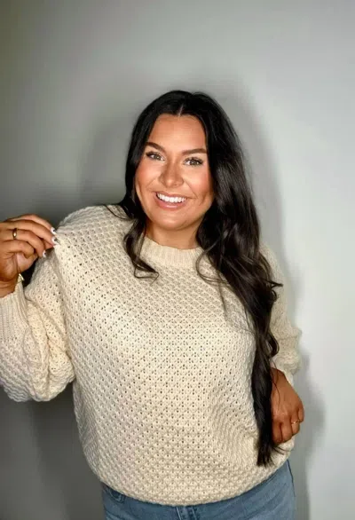 Vine & Love Women's Waffle Knit Sweater In Cream In White