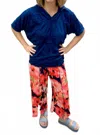 Vine Street Crinkle Straight Leg Pant In Coral Print In Multi