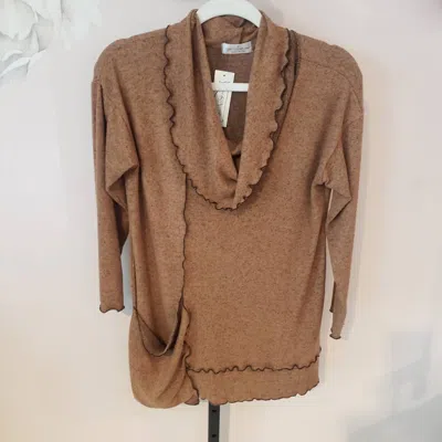 Vine Street Sweater Tunic With Cowl Neck In Spice In White