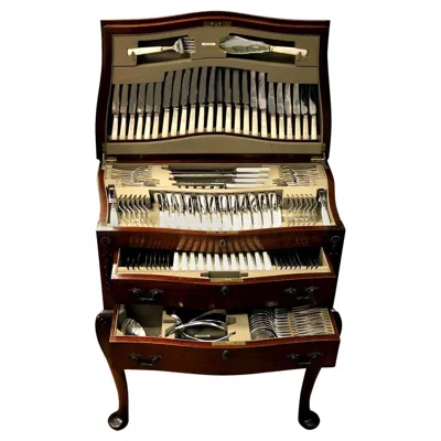 Pre-owned Viners 1 Antique Sterling Silver Canteen Of Cutlery For Twelve Persons In Black