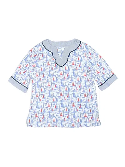 Pre-owned Vineyard Vines Kids' 3/4 Sleeve Blouse In Blue