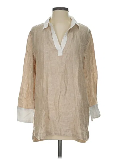 Pre-owned Vineyard Vines 3/4 Sleeve Blouse In Tan