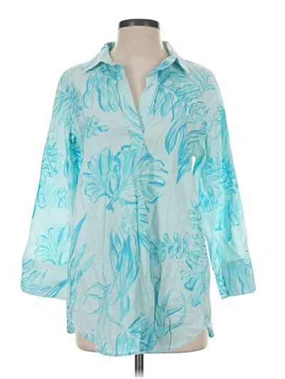 Pre-owned Vineyard Vines 3/4 Sleeve Blouse In Teal