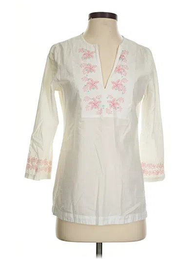 Pre-owned Vineyard Vines 3/4 Sleeve Blouse In White