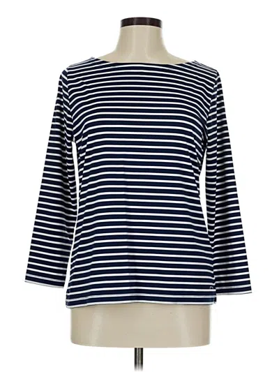 Pre-owned Vineyard Vines 3/4 Sleeve Top Blue Stripes Pattern Boatneck Tops