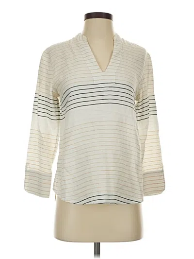 Pre-owned Vineyard Vines 3/4 Sleeve Top Ivory V-neck Tops In White