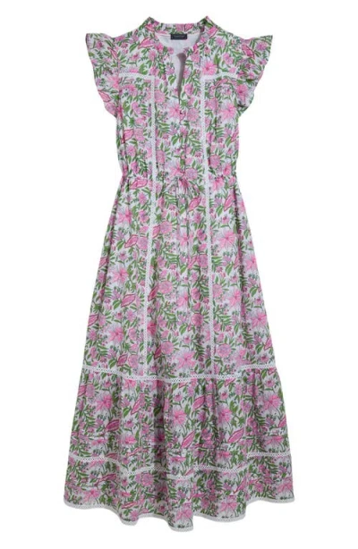 Vineyard Vines Abigail Floral Print Fluttering Sleeve Maxi Dress In Multi