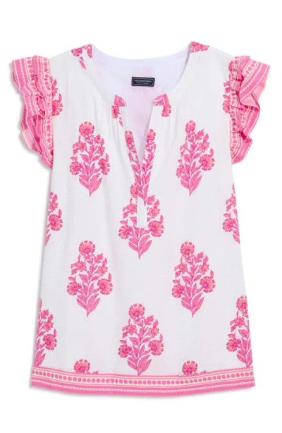 Vineyard Vines Adare Floral Double Ruffle Sleeve Top In Multi