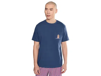 Vineyard Vines America Dog Short Sleeve Tee Men's T Shirt Moonshine: Lg In Blue