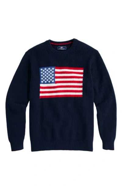 Vineyard Vines American Flag Cotton Crewneck Sweater In Blue