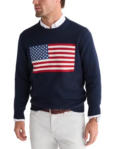 Vineyard Vines American Flag Crewneck Sweater In Blue