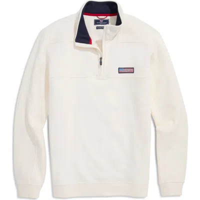 Vineyard Vines American Flag Logo Patch Cotton Quarter Zip Pullover