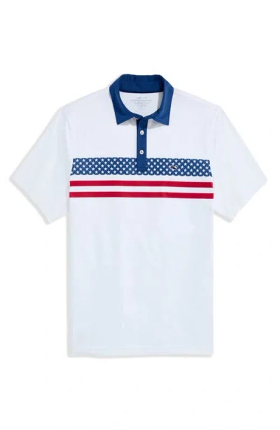 Vineyard Vines Americana Stripe Sankaty Performance Polo In Blue
