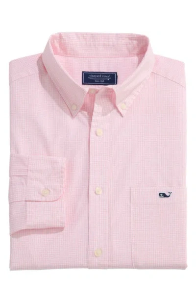 Vineyard Vines Anegada Gingham Button-down Shirt In Flamingo