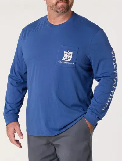 Vineyard Vines Big & Tall Bucket List Long-sleeve Pocket T-shirt In Moonshine