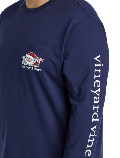 Vineyard Vines Big & Tall Long-sleeve Santa Whale T-shirt In Nautical Navy