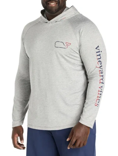 Vineyard Vines Big & Tall Long-sleeve Whale Hoodie T-shirt In Grey Heather