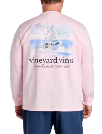 Vineyard Vines Big & Tall Painted Shining Sea Flag Long-sleeve Pocket T-shirt In Pink