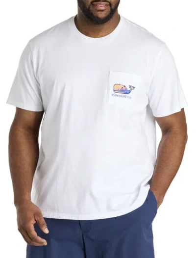 Vineyard Vines Big & Tall Palm Tree Whale Tee In White Cap