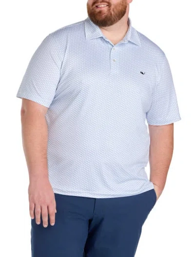 Vineyard Vines Big & Tall Printed Sankaty Performance Polo Shirt In Blue