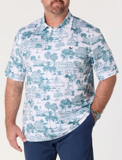Vineyard Vines Big & Tall Printed Sankaty Performance Polo Shirt V2 In Blue