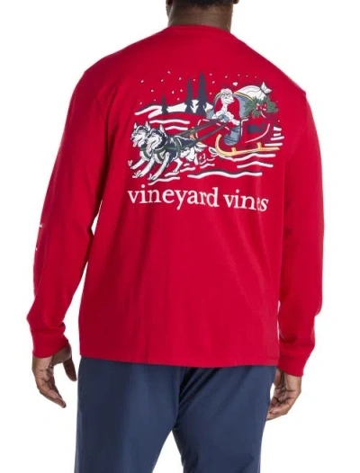 Vineyard Vines Big & Tall Santa Paws Long-sleeve Graphic T-shirt In Red