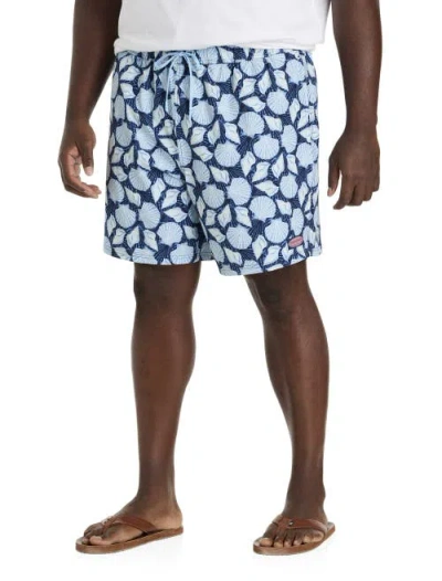 Vineyard Vines Big & Tall Seashell Chappy Swim Trunks In Shell Toss Navy