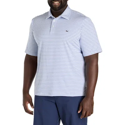 Vineyard Vines Big & Tall Tri-color Bradley Sankaty Performance Polo Shirt In White