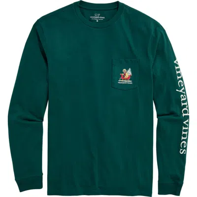 Vineyard Vines Big Dog Small Sleigh Graphic Long Sleeve T-shirt In Green